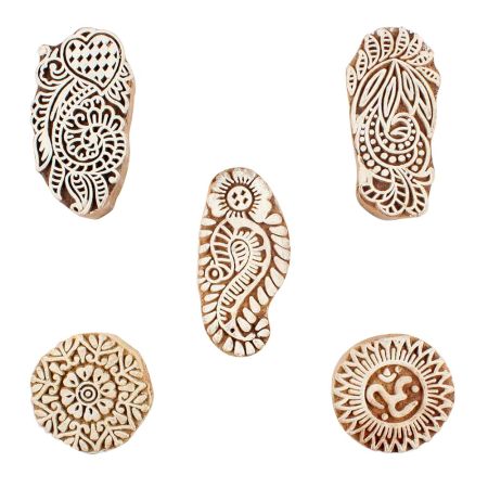 Set of 5 Piece New Mix Wooden Printing Blocks